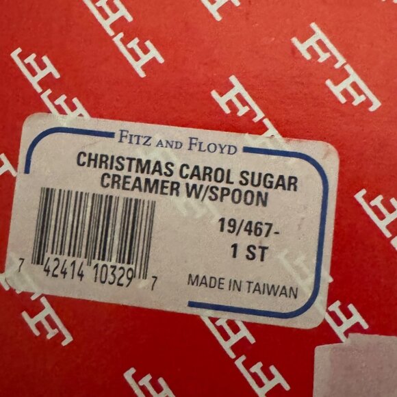 Fitz & Floyd Christmas Carol Sugar Creamer With Spoon - Picture 3 of 11